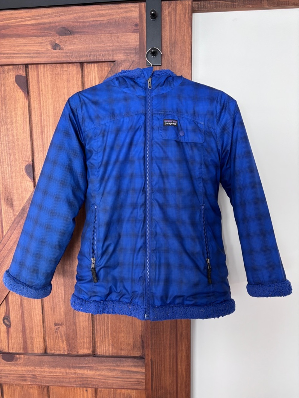 Patagonia Royal Blue Sherpa Lined Hooded Jacket